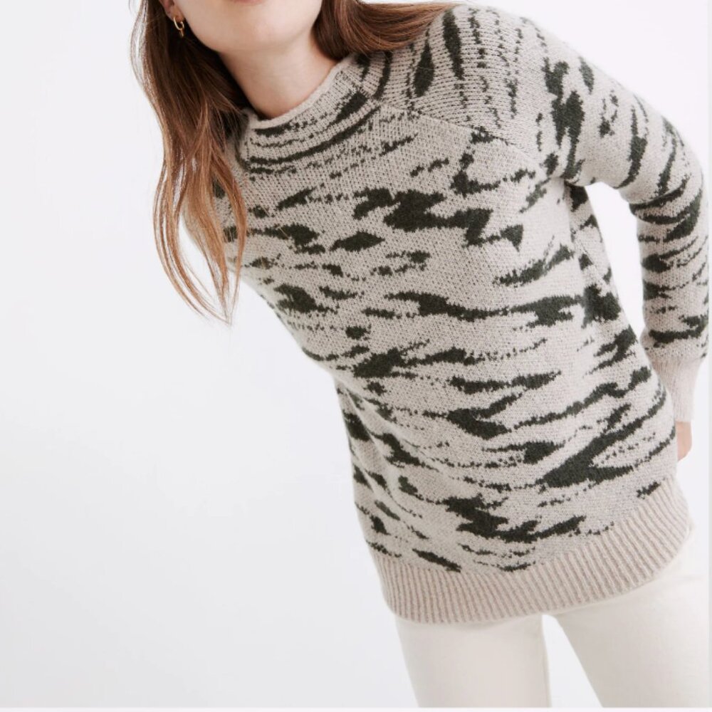 Madewell Thornton Mockneck Pullover Sweater Womens Large Beige Alpaca Blend